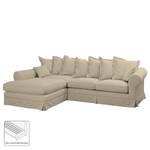 Ecksofa Saltum Webstoff Sand - Longchair davorstehend links