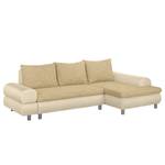 Ecksofa Samuro mit Schlaffunktion - Flachgewebe / Strukturstoff - Beige - Longchair davorstehend rechts