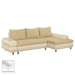 Ecksofa Samuro mit Schlaffunktion - Flachgewebe / Strukturstoff - Beige - Longchair davorstehend rechts