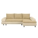 Ecksofa Samuro mit Schlaffunktion - Flachgewebe / Strukturstoff - Beige - Longchair davorstehend rechts