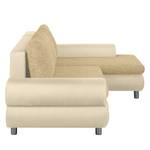 Ecksofa Samuro mit Schlaffunktion - Flachgewebe / Strukturstoff - Beige - Longchair davorstehend rechts