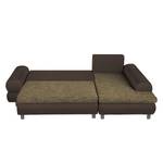 Ecksofa Samuro mit Schlaffunktion - Flachgewebe / Strukturstoff - Taupe / Braun - Longchair davorstehend rechts