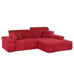 Ecksofa Sare II Microfaser / Strukturstoff Rot - Longchair davorstehend rechts - Bettkasten