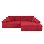 Ecksofa Sare II Microfaser / Strukturstoff Rot - Longchair davorstehend rechts - Bettkasten