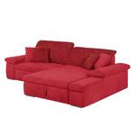 Ecksofa Sare II Microfaser / Strukturstoff Rot - Longchair davorstehend rechts - Bettkasten