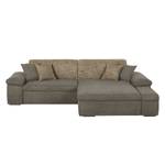 Ecksofa Sare Microfaser / Strukturstoff Mokka / Braun - Longchair davorstehend rechts - Bettkasten