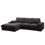 Ecksofa Seaton Webstoff - Dunkelbraun - Longchair davorstehend links