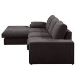 Ecksofa Seaton Webstoff - Dunkelbraun - Longchair davorstehend links