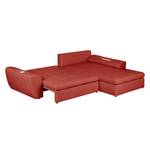 Ecksofa Seward (mit Schlaffunktion) I Kunstleder - Rot - Longchair davorstehend rechts