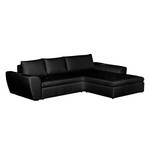 Ecksofa Seward II (mit Schlaffunktion) Kunstleder - Schwarz - Longchair davorstehend rechts