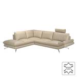 Hoekbank Sharon echt leer - Beige - Longchair vooraanzicht links - Zonder hoofdsteun