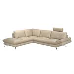 Ecksofa Sharon Echtleder Beige - Longchair davorstehend links - Ohne Kopfstütze