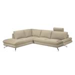 Ecksofa Sharon Webstoff Beige Ottomane davorstehend links Mit 2 Kopfstützen