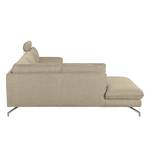 Hoekbank Sharon beige geweven stof - longchair vooraanzicht links - met 2 hoofdsteunen