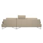 Ecksofa Silvano Echtleder Beige - Longchair davorstehend rechts Mit 1 Kopfstütze