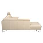 Hoekbank Silvano beige echt leer - longchair vooraanzicht links - met 1 hoofdsteun - Met hoofdsteun