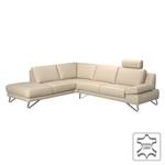 Hoekbank Silvano beige echt leer - longchair vooraanzicht links - met 1 hoofdsteun - Met hoofdsteun