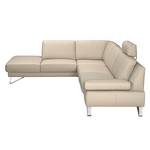 Hoekbank Silvano beige echt leer - longchair vooraanzicht links - met 1 hoofdsteun - Met hoofdsteun