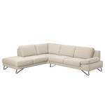 Ecksofa Silvano I Webstoff Beige - Longchair davorstehend links - Ohne Kopfstütze