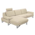 Ecksofa Silvano Webstoff Beige - Longchair davorstehend links Ohne Kopfstütze