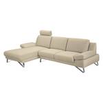 Ecksofa Silvano Webstoff Beige - Longchair davorstehend links Ohne Kopfstütze