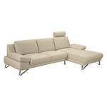 Ecksofa Silvano Webstoff Beige - Longchair davorstehend rechts Ohne Kopfstütze