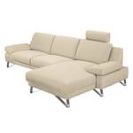 Ecksofa Silvano Webstoff Beige - Longchair davorstehend rechts - ohne Kopfstütze