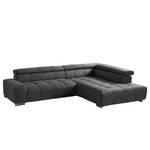 Ecksofa Sirius Webstoff Basalt - Ottomane davorstehend rechts