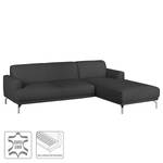 Ecksofa Sisto II Echtleder Anthrazit - Longchair davorstehend rechts