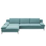 Ecksofa Smoky Bay Webstoff - Babyblau - Longchair davorstehend links - Armlehne verstellbar