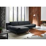 Ecksofa Smoky Bay Webstoff - Dunkelgrau - Longchair davorstehend links - Armlehne verstellbar