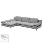 Ecksofa Smoky Bay Webstoff - Platin - Longchair davorstehend links - Armlehne verstellbar