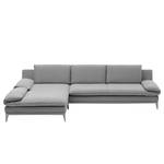 Ecksofa Smoky Bay Webstoff - Platin - Longchair davorstehend links - Armlehne verstellbar