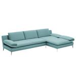 Ecksofa Smoky Bay Webstoff - Babyblau - Longchair davorstehend rechts - Armlehne verstellbar