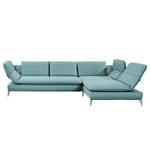 Ecksofa Smoky Bay Webstoff - Babyblau - Longchair davorstehend rechts - Armlehne verstellbar