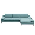 Ecksofa Smoky Bay Webstoff - Babyblau - Longchair davorstehend rechts - Armlehne verstellbar