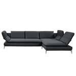 Ecksofa Smoky Bay Webstoff - Dunkelgrau - Longchair davorstehend rechts - Armlehne verstellbar