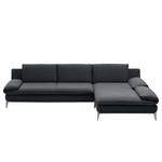 Ecksofa Smoky Bay Webstoff - Dunkelgrau - Longchair davorstehend rechts - Armlehne verstellbar