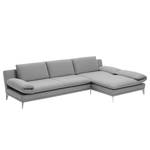 Ecksofa Smoky Bay Webstoff - Platin - Longchair davorstehend rechts - Armlehne verstellbar