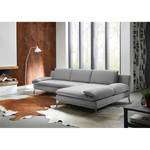 Ecksofa Smoky Bay Webstoff - Platin - Longchair davorstehend rechts - Armlehne verstellbar