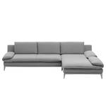 Ecksofa Smoky Bay Webstoff - Platin - Longchair davorstehend rechts - Armlehne verstellbar