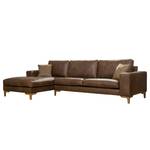 Ecksofa Smola Echtleder Echtleder - Braun - Longchair davorstehend links