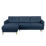 Ecksofa SOLA mit Longchair Webstoff Luba: Jeansblau - Longchair davorstehend links - Mit Schlaffunktion