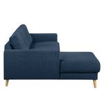 Ecksofa SOLA mit Longchair Webstoff Luba: Jeansblau - Longchair davorstehend links - Mit Schlaffunktion