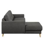 Ecksofa SOLA mit Longchair Webstoff Luba: Basalt - Longchair davorstehend links - Mit Schlaffunktion