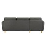 Ecksofa SOLA mit Longchair Webstoff Luba: Basalt - Longchair davorstehend links - Ohne Schlaffunktion