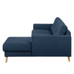 Ecksofa SOLA mit Longchair Webstoff Luba: Jeansblau - Longchair davorstehend rechts - Mit Schlaffunktion