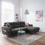 Divano angolare SOLA con chaise longue Tessuto Luba: basalto - Longchair preimpostata a destra - Funzione letto