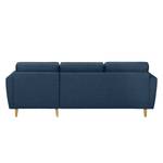 Ecksofa SOLA mit Longchair Webstoff Luba: Jeansblau - Longchair davorstehend rechts - Ohne Schlaffunktion