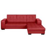 Ecksofa Soliera (mit Schlaffunktion) Echtleder - Rot - Longchair davorstehend rechts - Relaxfunktion